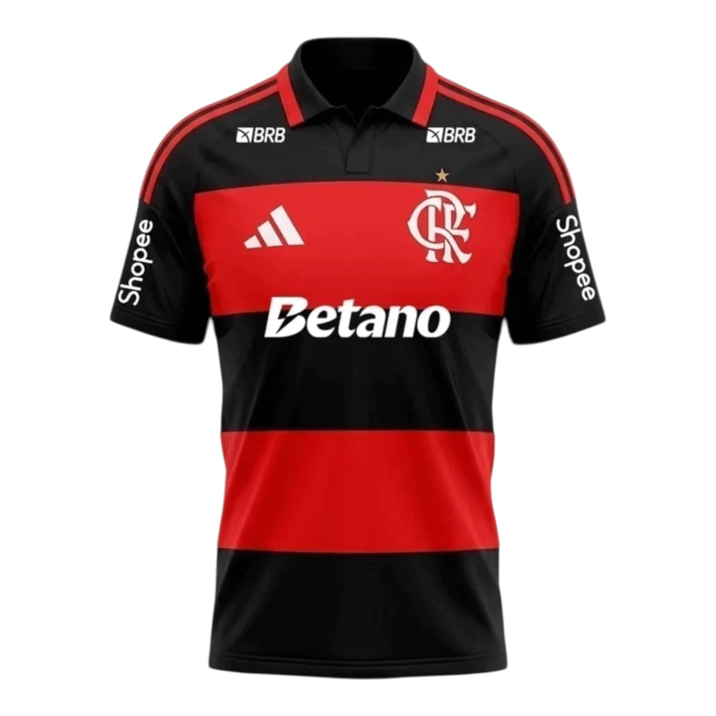 Camisa Flamengo I 26/27 - Torcedor Adidas Masculina - Preta e vermelha e Com Patrocínio R$299,90